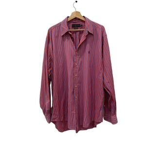 Ralph Lauren Polo Men's Red & Blue Stripe XL Long Sleeve 100% Cotton